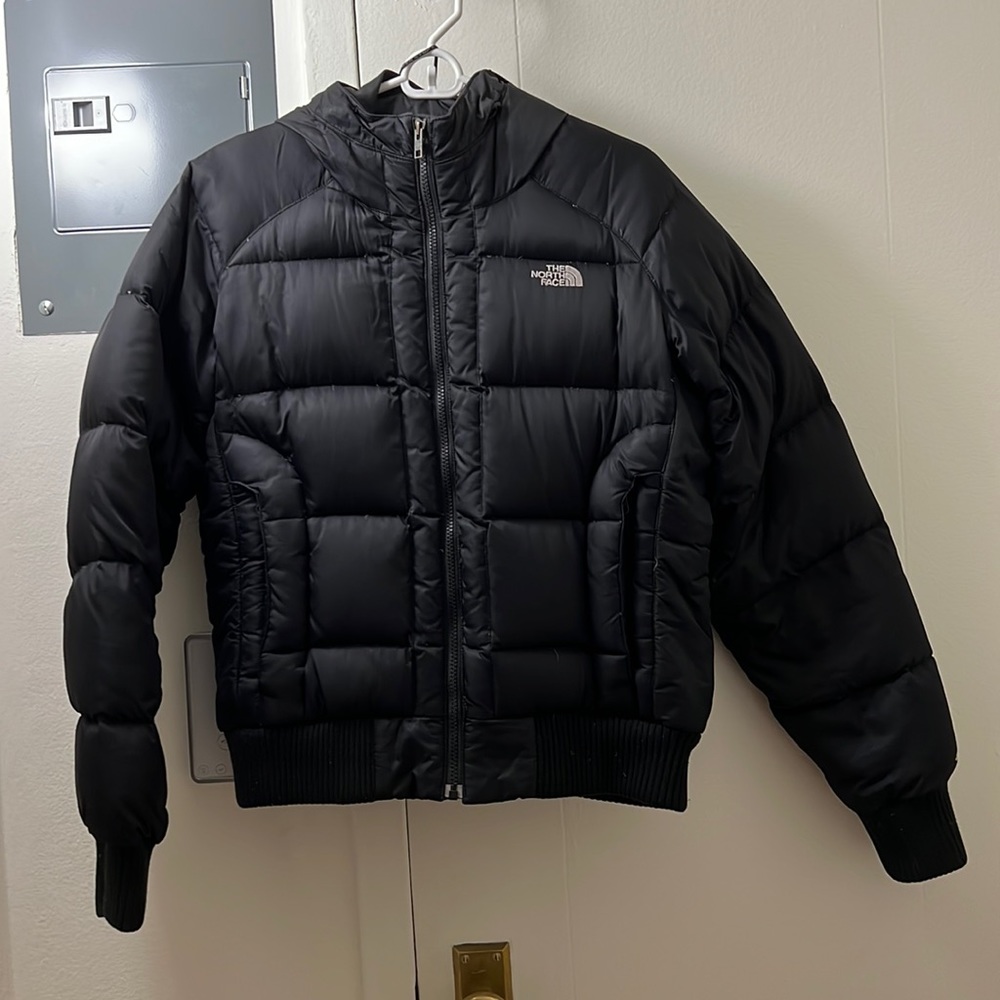 Black North Face Down Bomber Puffer Jacket